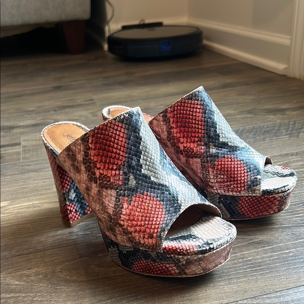 Blue and red Jeffery Campbell platform heel